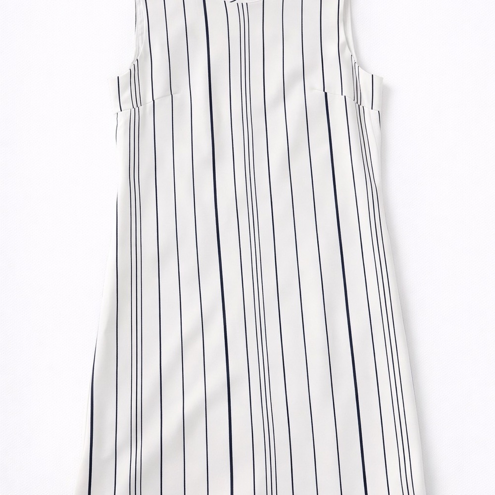Calvin Klein White and Black Striped Midi Dress